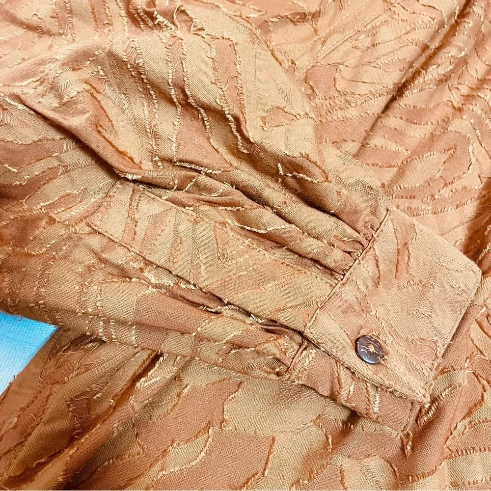 New Free People Can't Stop Dreaming Brown Long Sleeve Tunic Size XS